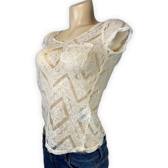 Off White Top Lace with Front Pocket • Size XSmall - Picture 2 of 9